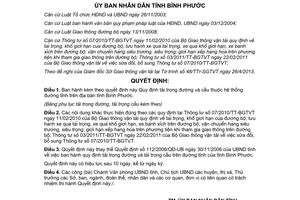 Quyết định 25/2013/QĐ-UBND tải trọng đường và cầu tỉnh Bình Phước