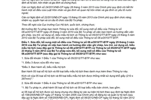 Thông tư 09b/2013/TT-BTP sửa đổi Thông tư 08.a/2010/TT-BTP và 05/2012/TT-BTP