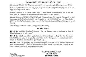 Quyết định 07/2013/QĐ-UBND Quy chế về dữ liệu tài nguyên và môi trường Cần Thơ