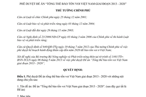 Quyết định 763/QĐ-TTg 2013 Đề án bảo tồn voi Việt Nam