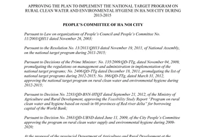 Decision No. 3212/QD-UBND 2013 the national target program on rural clean water and environmental hygiene Ha Noi