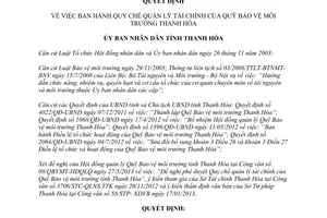 Quyết định 1642/2013/QĐ-UBND Quy chế quản lý tài chính Quỹ Bảo vệ môi trường Thanh Hóa