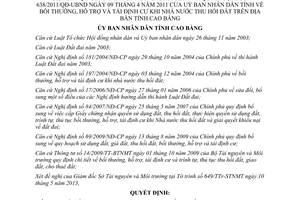 Quyết định 06/2013/QĐ-UBND sửa đổi bồi thường hỗ trợ và tái định cư khi thu hồi đất Cao Bằng