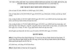 Quyết định 724/QĐ-UBND 2013 công bố thủ tục hành chính Sở Nội vụ Bắc Giang