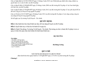 Quyết định 1165/QĐ-BTP năm 2013 ban hành Quy chế xây dựng kế hoạch Bộ Tư pháp