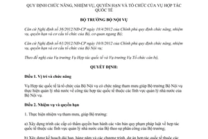 Quyết định 593/QĐ-BNV 2013 Vụ Hợp tác quốc tế Bộ Nội vụ