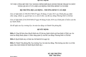 Quyết định 788/QĐ-LĐTBXH năm 2013 công bố thủ tục hành chính của Bộ