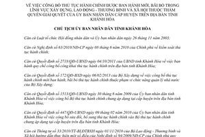 Quyết định 1211/QĐ-UBND năm 2013 công bố thủ tục hình chính tỉnh Khánh Hòa