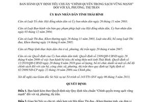 Quyết định 08/2013/QĐ-UBND tiêu chuẩn Chính quyền trong sạch vững mạnh Thái Bình