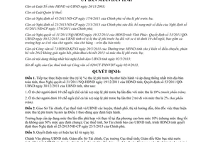 Quyết định 1274/QĐ-UBND mức tỷ lệ % thu lệ phí trước bạ xe ô tôn dưới 10 chỗ Vĩnh Phúc