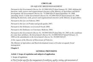 Circular No. 26/2013/TT-BNNPTNT aquatic breed management