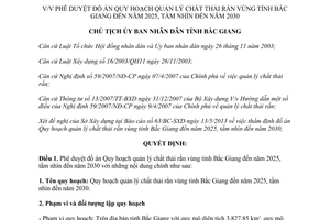 Quyết định 730/QĐ-UBND 2013 quản lý chất thải rắn vùng tỉnh Bắc Giang đến 2025 tầm nhìn 2030