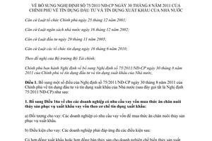 Nghị định 54/2013/NĐ-CP bổ sung Nghị định 75/2011/NĐ-CP tín dụng đầu tư