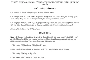 Quyết định 765/QĐ-TTg năm 2013 kiện toàn Ủy ban công tác tổ chức phi chính phủ