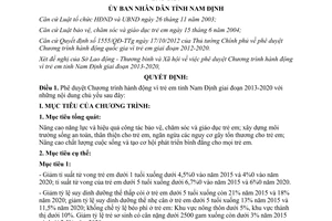 Quyết định 823/QĐ-UBND năm 2013 hành động vì trẻ em Nam Định 2013 2020