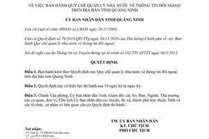 Quyết định 1323/2013/QĐ-UBND quản lý nhà nước về thông tin đối ngoại Quảng Ninh 2013