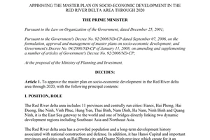 Decision No. 795/QD-TTg 2013 plan on socio-economic development in the Red River delta area