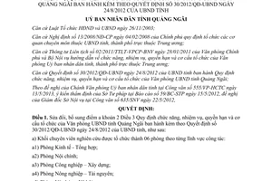 Quyết định 25/2013/QĐ-UBND sửa đổi Quyết định 30/2012/QĐ-UBND tỉnh Quảng Ngãi