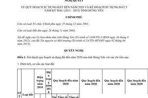 Nghị quyết 62/NQ-CP năm 2013 về quy hoạch sử dụng đất đến năm 2020