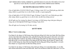 Quyết định 1388/QĐ-BGTVT năm 2013 Cục quản lý xây dựng và Chất lượng công trình