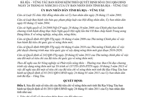 Quyết định 24/2013/QĐ-UBND sửa đổi 01/2011/QĐ-UBND Bộ tiêu chí về nông thôn mới tỉnh BRVT