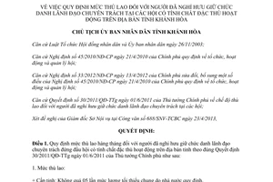 Quyết định 1232/QĐ-CTUBND 2013 mức thù lao đối với người đã nghỉ hưu Khánh Hòa