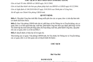 Quyết định 750/QĐ-UBND năm 2013 cấp phát Công báo tỉnh Bắc Giang