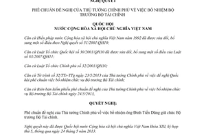 Nghị quyết 43/2013/QH13 phê chuẩn đề nghị của Thủ tướng bổ nhiệm Bộ trưởng