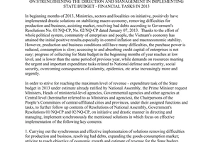 Directive No. 09/CT-TTg implementing state budget - financial tasks in 2013