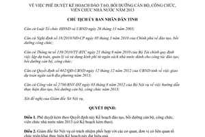 Quyết định 1346/QĐ-UBND đào tạo bồi dưỡng cán bộ công viên chức nhà nước Bình Định năm 2013