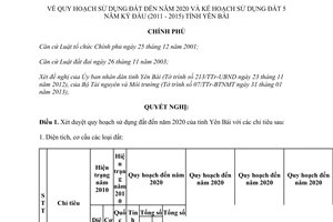 Nghị quyết 64/NQ-CP năm 2013 quy hoạch sử dụng đất kế hoạch sử dụng đất Yên Bái