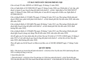 Quyết định 3356/QĐ-UBND năm 2013 phê duyệt quy hoạch tổng thể Sơn Tây Hà Nội