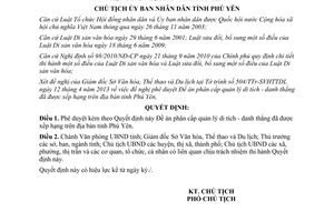 Quyết định 911/QĐ-UBND năm 2013 phân cấp quản lý di tích danh thắng Phú Yên