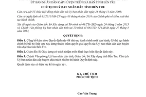 Quyết định 887/QĐ-UBND công bố thủ tục hành chính 2013 lĩnh vực Xây dựng Bến Tre