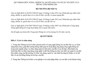 Quyết định 624/QĐ-BNV năm 2013 chức năng nhiệm vụ quyền hạn Trung tâm Thông tin