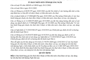 Quyết định 26/2013/QĐ-UBND giá cho thuê nhà ở thuộc sở hữu nhà nước Quảng Ngãi