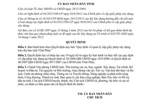 Quyết định 10/2013/QĐ-UBND Quy định quản lý cấp giấy phép xây dựng Vĩnh Phúc 2013