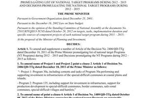 Decision No.826/QD-TTg 2013 amending Decisions list of national target programs