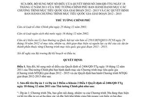 Quyết định 826/QĐ-TTg năm 2013 sửa đổi Quyết định 2406 Chương trình mục tiêu