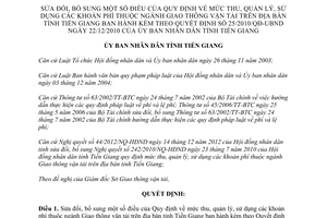 Quyết định 18/2013/QĐ-UBND mức thu quản lý sử dụng phí Giao thông vận tải Tiền Giang 2013