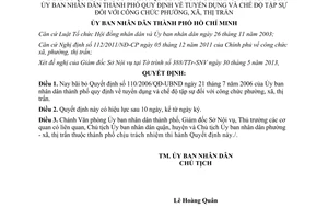 Quyết định 17/2013/QĐ-UBND bãi bỏ Quyết định 110/2006/QĐ-UBND của TPHCM