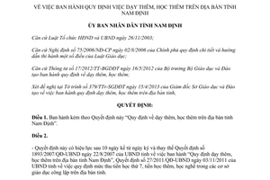 Quyết định 16/2013/QĐ-UBND Quy định dạy thêm học thêm trên địa bàn tỉnh Nam Định