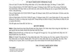 Quyết định 29/2013/QĐ-UBND tiếp nhận và giải quyết thủ tục hành chính Hà Nam