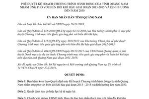 Quyết định 1735/QĐ-UBND năm 2013 chương trình ứng phó biến đổi khí hậu Quảng Nam