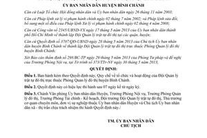 Quyết định 03/2013/QĐ-UBND Quy chế Đội Quản lý trật tự đô thị huyện Bình Chánh