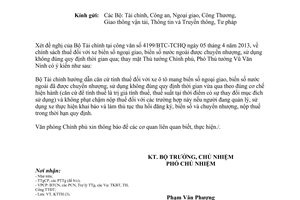 Công văn 3640/VPCP-KTTH chính sách thuế đối với xe biển số ngoại giao