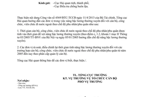 Công văn 2443/TCHQ-TCCB nâng bậc lương đối tượng là phu nhân/phu quân