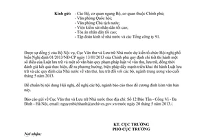 Công văn 298/VTLTNN-NVTW 2013 tình hình công tác văn thư lưu trữ
