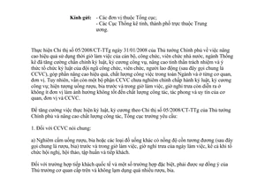 Công văn 327/TCTK-VPTC năm 2013 cấm công viên chức uống rượu bia trong giờ làm việc