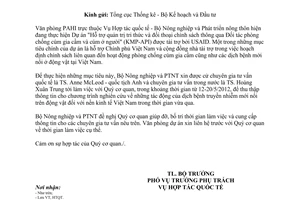 Công văn 2219/BNN-HTQT thông tin liên quan tới dịch bệnh mới nổi ở động vật